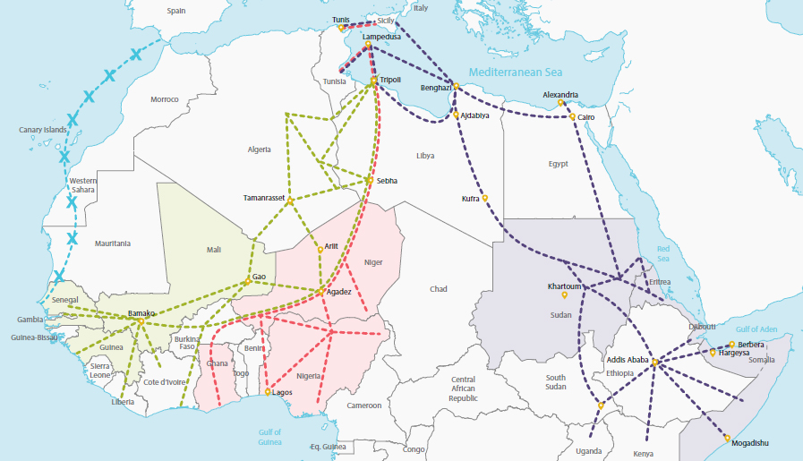 Futuri contrabbandati: le rotte dei richiedenti asilo verso il Nord Africa e l'Europa