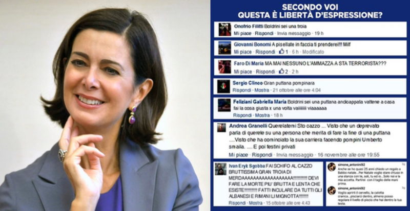 La presidente Boldrini denuncia le molestie verbali ricevute. Il linguaggio dell’odio è la nuova forma del manganello mediatico