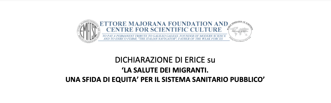 Pubblicata la Dichiarazione di Erice su “La tutela della salute dei migranti. Una sfida di equità per il sistema sanitario pubblico”