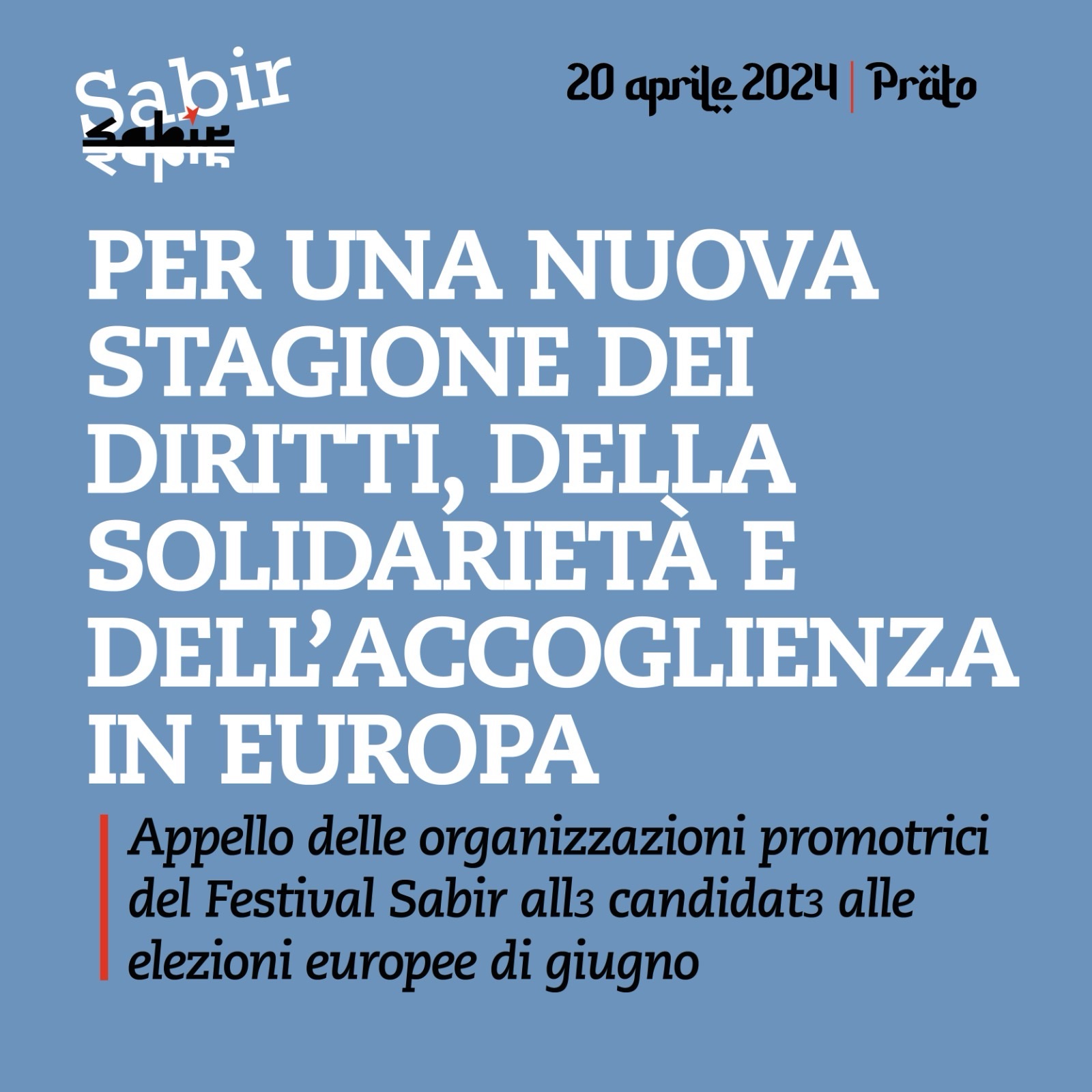 Festival Sabir, presentato a Prato il decalogo per i candidati alle elezioni europee