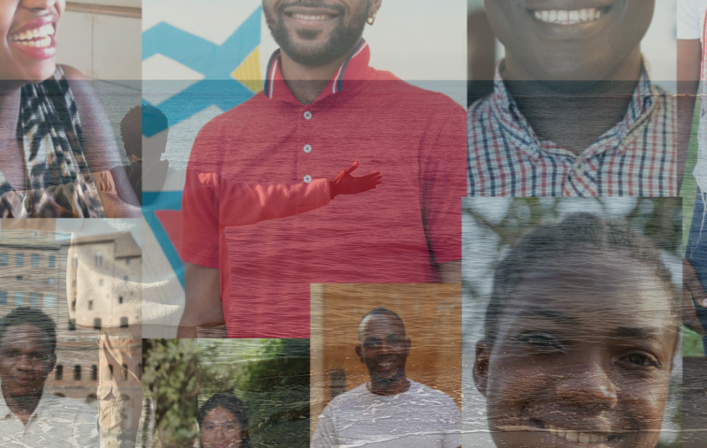 VOLTI DI PERSONE MIGRANTI SORRIDENTI