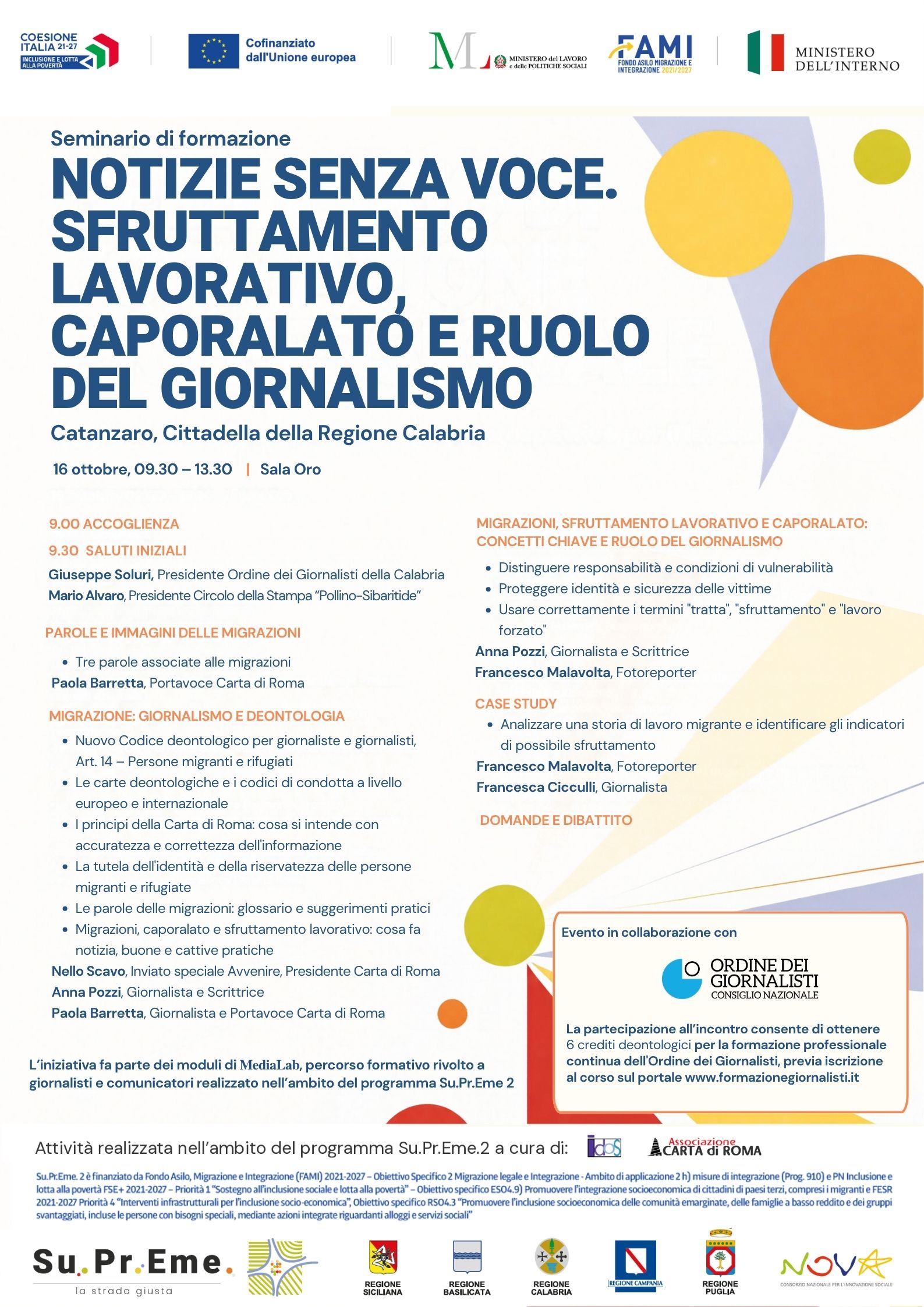 Notizie senza volto: seminario di formazione per giornalisti a Catanzaro il 16 ottobre