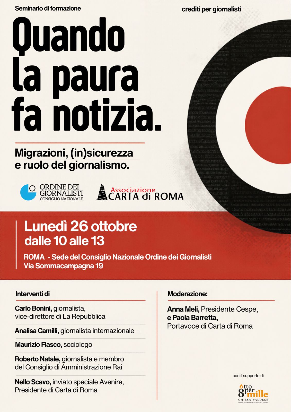 Quando la paura fa notizia. Migrazioni, (in)sicurezza e ruolo del giornalismo. Seminario di formazione